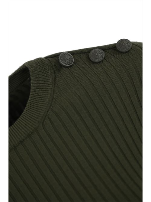 Maglia in viscosa verde militare con bottoni DONDUP | DT338 M00937D 002633